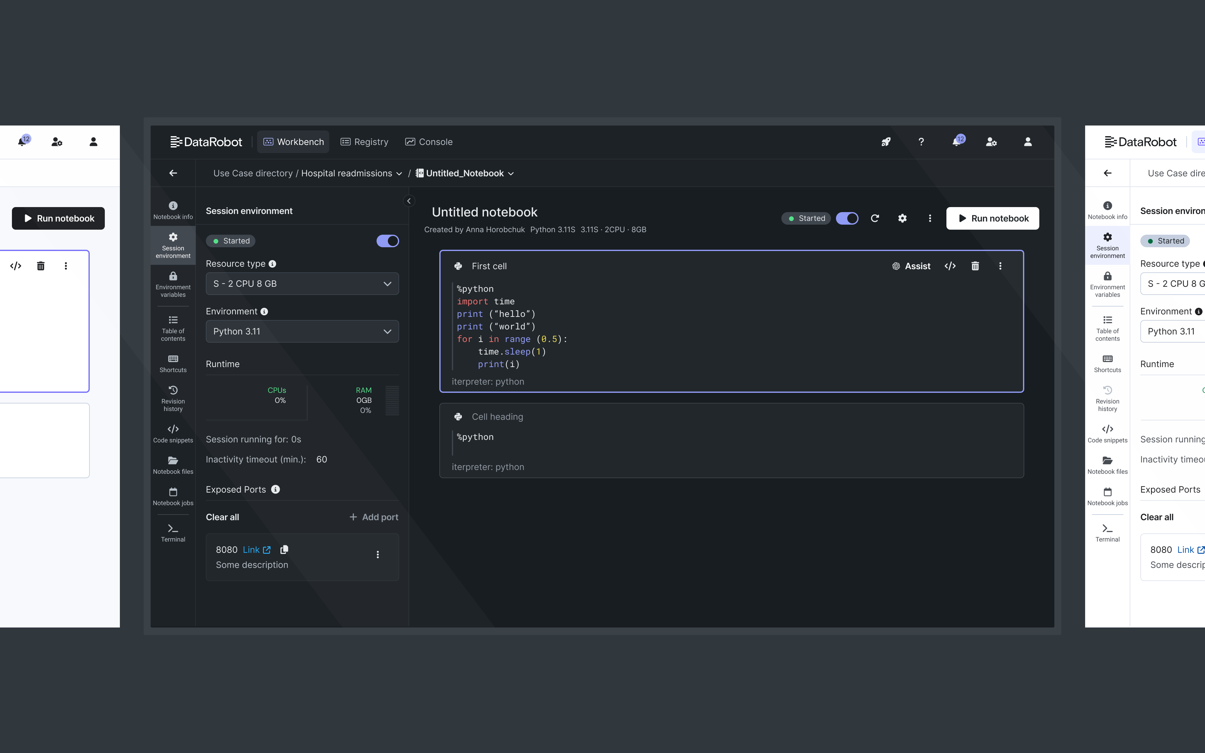 Notebooks interface